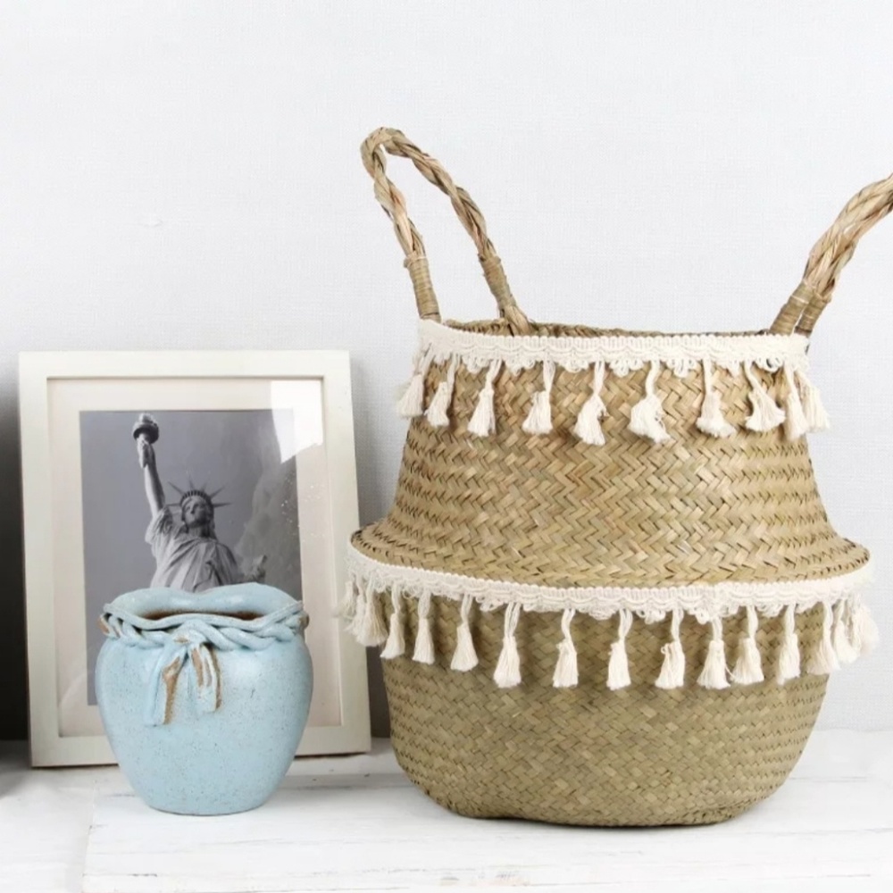 Farmhouse Handwoven Seagrass Flower Storage Basket